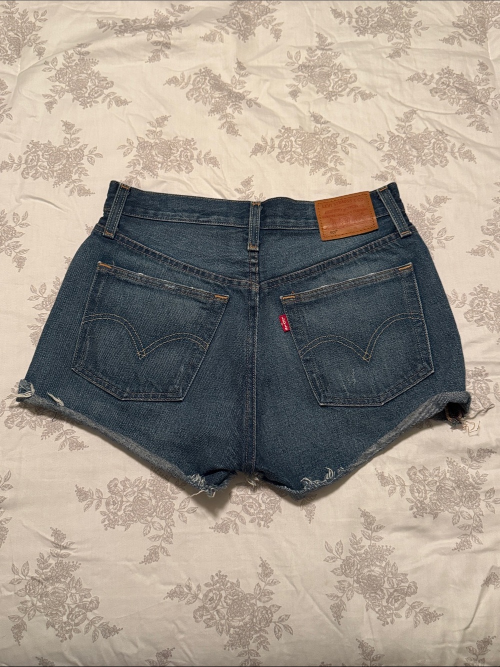 Levi's Blue High-Rise Denim Cutoff Shorts